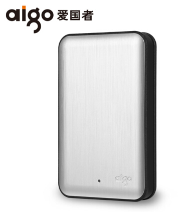 中青商贸商城-爱国者（aigo）HD808 移动硬盘usb3.0高速硬盘 移动硬盘抗震防摔  银灰色 2T
